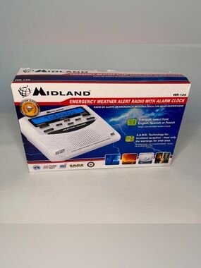 Midland Emergency Weather Alert Radio with Alarm Clock - White
